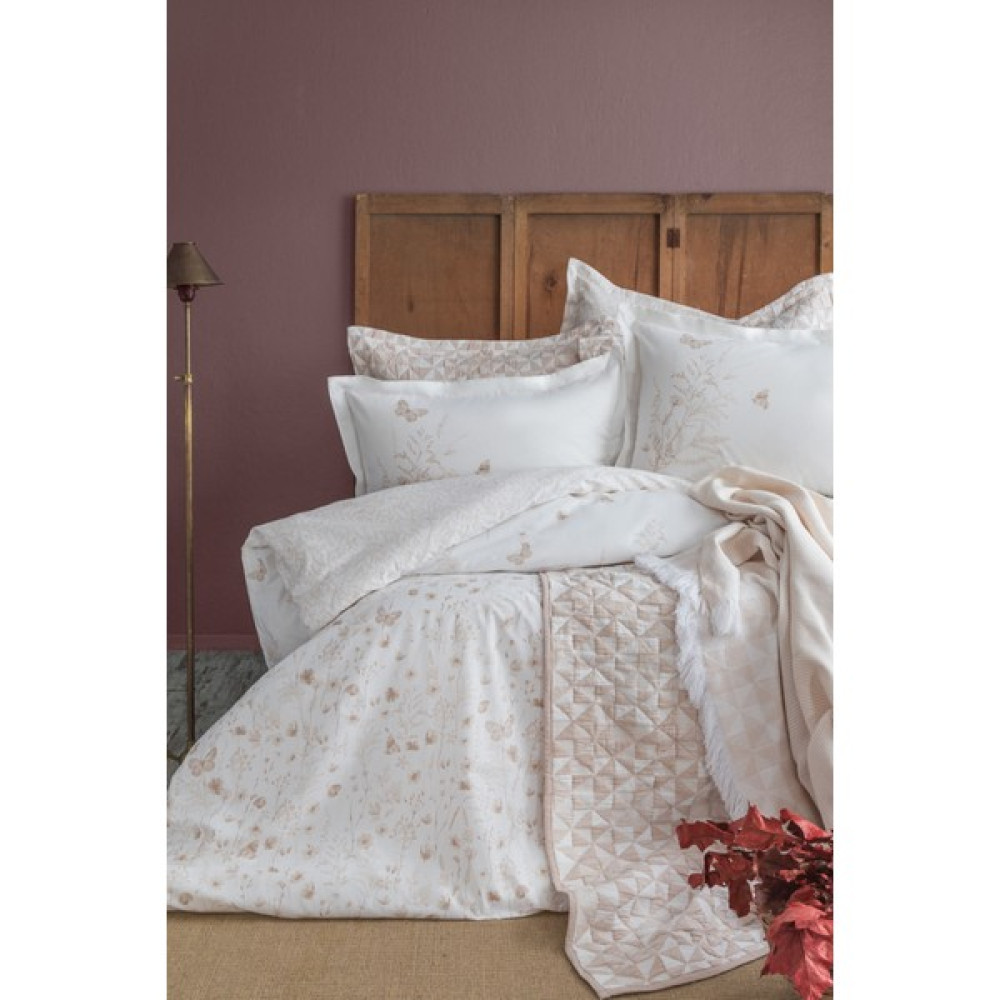 Apricitas Home Liberty Linen Çift Kişilik %100 Pamuk Nevresim Takımı ve Battaniye-Yatak Örtüsü Seti - 230 x 240 cm - Bej Yatak Örtüsü Fiyatı