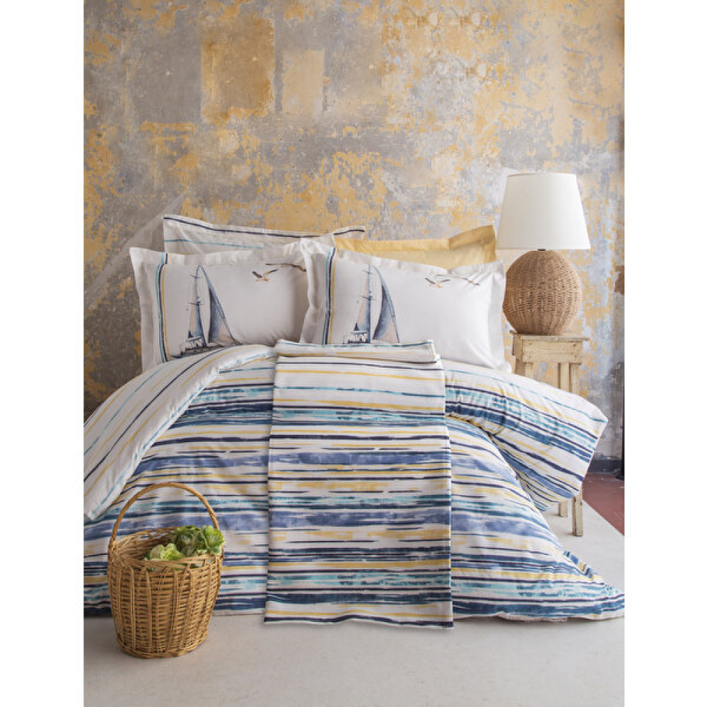 Apricitas Home Marinero Çift Kişilik Pamuklu Nevresim Takımı - Mavi - Beyaz - 200 x 220 cm Nevresim Takımı Fiyatı