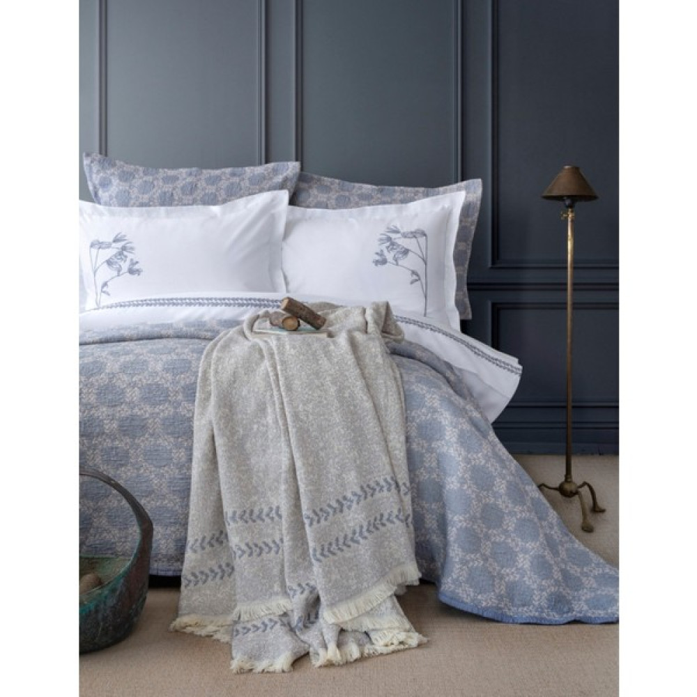 Apricitas Home Timeless Prime Set Crown Çift Kişilik Yatak Örtüsü Seti - 230 x 240 cm - Indigo Yatak Örtüsü Fiyatı