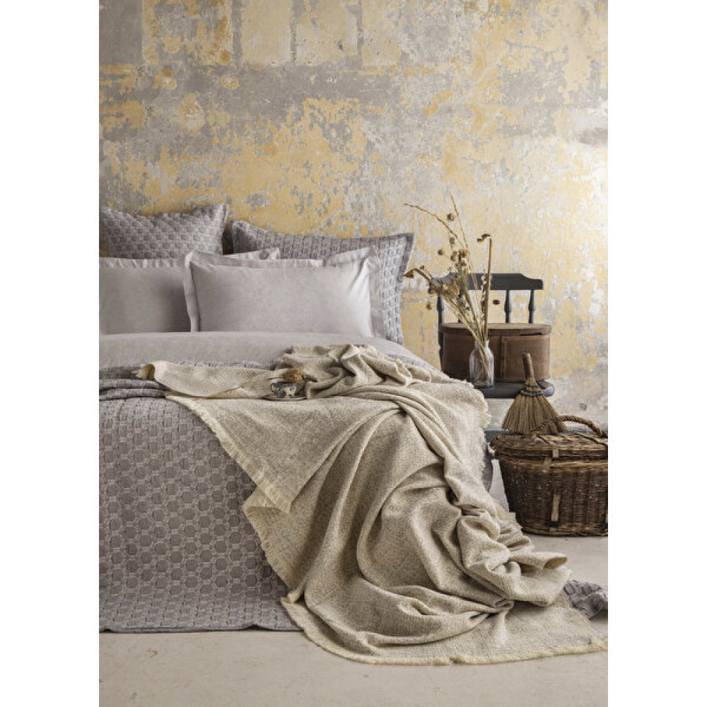Apricitas Home Trona Gri Çift Kişilik %100 Pamuk Nevresim Takımlı Battaniye ve Yatak Örtüsü Seti - 230 x 240 cm Yatak Örtüsü Fiyatı