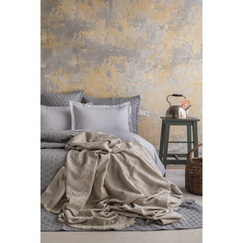 Apricitas Home Trona Indigo Çift Kişilik %100 Pamuk Nevresim Takımlı Battaniye ve Yatak Örtüsü Seti - İndigo - 230 x 240 cm Yatak Örtüsü Fiyatı