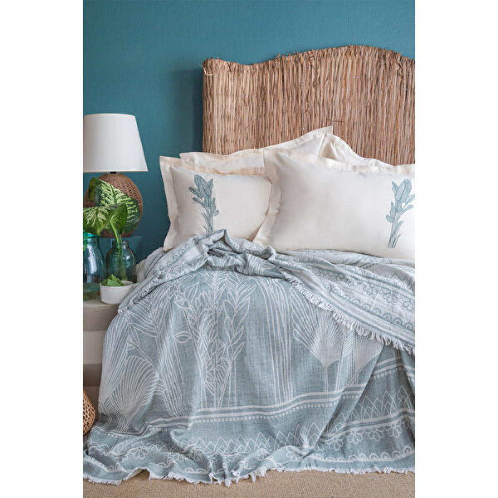 Apricitas Home Tropica Green Çift Kişilik %100 Pamuk Müslin Pike Takımı - Yeşil - 230 x 240 cm Pike & Pike Takımı Fiyatı
