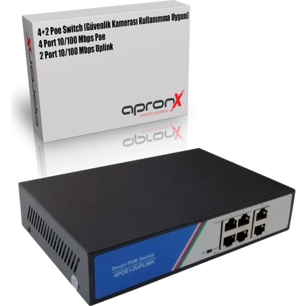 Apronx 4 Port 10/100 4+2 High Power 78W Poe Switch Hub & Switch Fiyatı