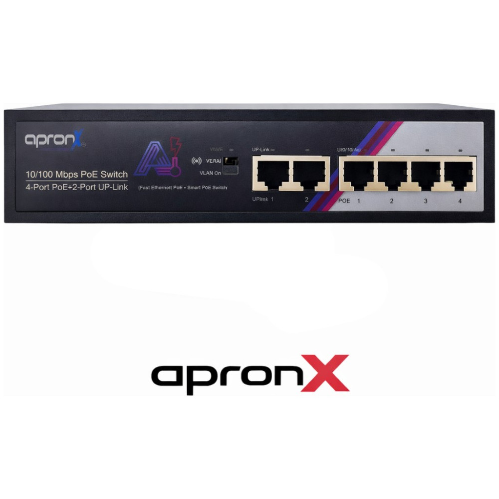 Apronx 4 Port 10/100 4+2 High Power 78W Poe Switch Switchler Fiyatı