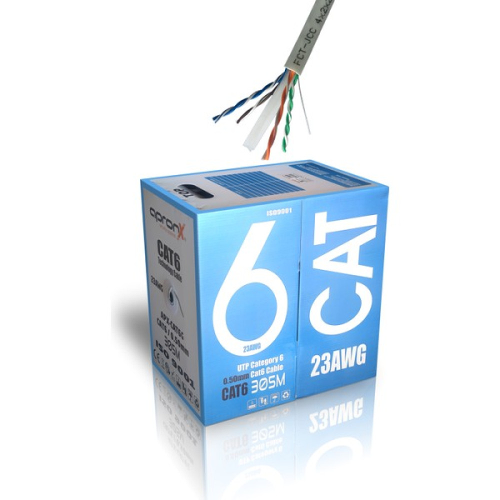 Apronx Cat6 23AWG 305 Metre Cat6 Kablo 0,50MM Utp Kablo İnternet Kablo Ethernet Kablosu - Gri Network Aksesuarları Fiyatı