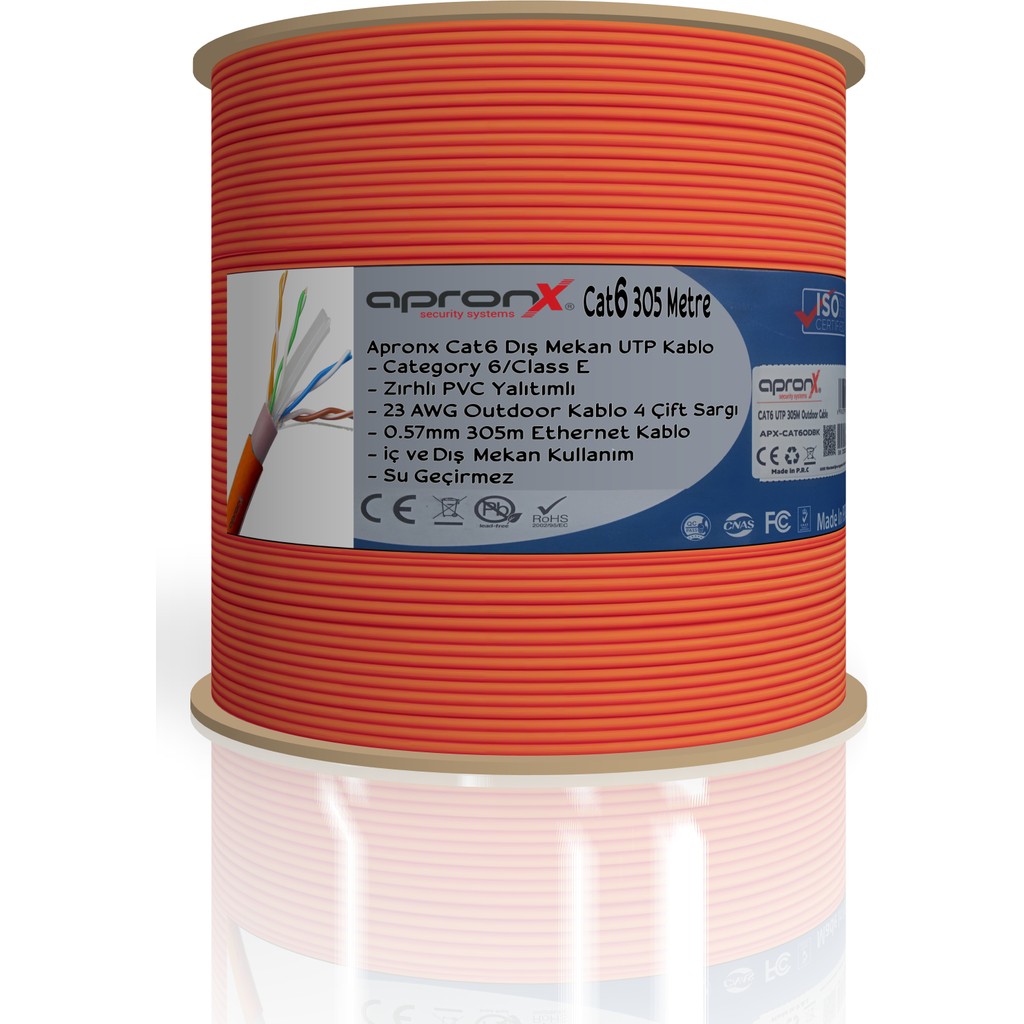 Apronx Cat6 23AWG 305M Outdoor 0,57MM Turuncu Utp Kablo Network Aksesuarları Fiyatı