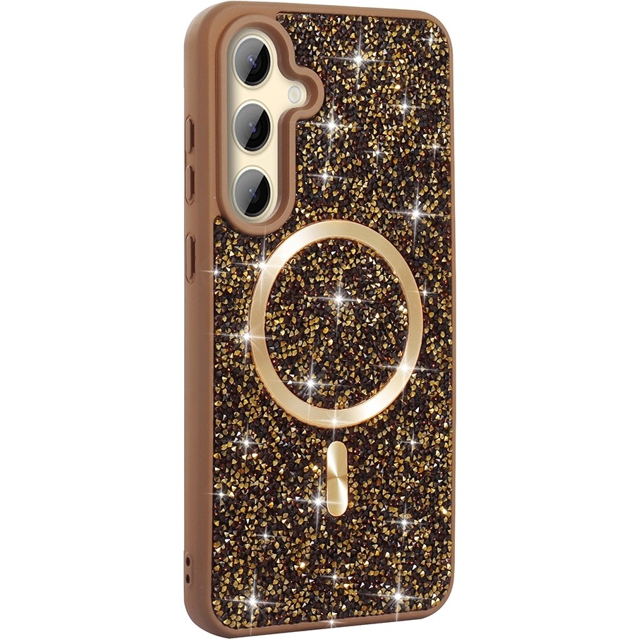 Apsuwa Samsun Galaxy S25 Fe Kılıf Pırlanta Taşlı Magsafe Şarj Özellikli - Gold Cep Telefonu Kılıfı Fiyatı