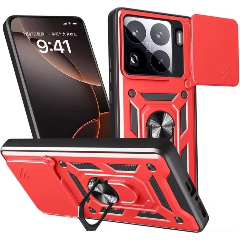 Apsuwa Xiaomi 15 Pro Kılıf Pars Yüzüklü Standlı Darbe Korumalı - Kırmızı Cep Telefonu Kılıfı Fiyatı