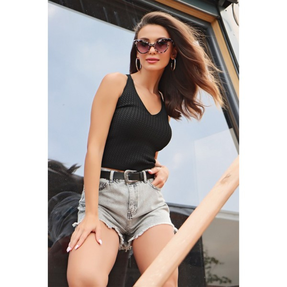 AQE FASHION Ip Askılı V Yaka Sırtı Çapraz Askılı Bluz Siyah Bluz Fiyatı