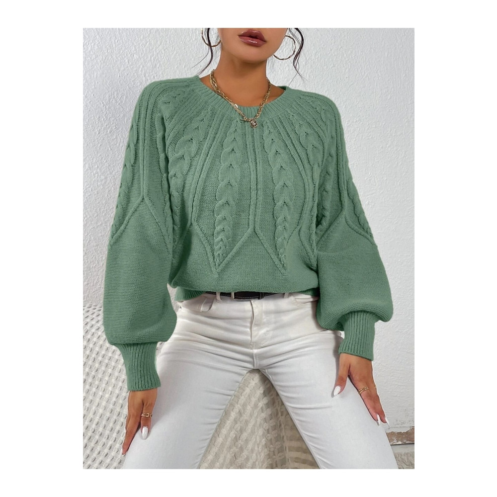 AQE FASHION Saç Örgülü Bisiklet Yaka Italyan Kol Triko Mint Kazak 2XL Beden Bayan Kazak & Süveter & Triko Fiyatı