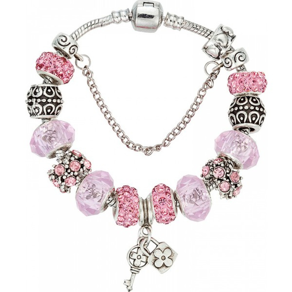 Aqqogib Kadın Charm Bileklik, Anahtar Kolye Pembe Kristal Boncuklu Yılan Kemik Zinciri, Hazine Kutusu Toka Bileklik, Çoğu Bileğe Uygun, Kadınlar Iç... Saat ve Bileklik Aksesuarı Fiyatı