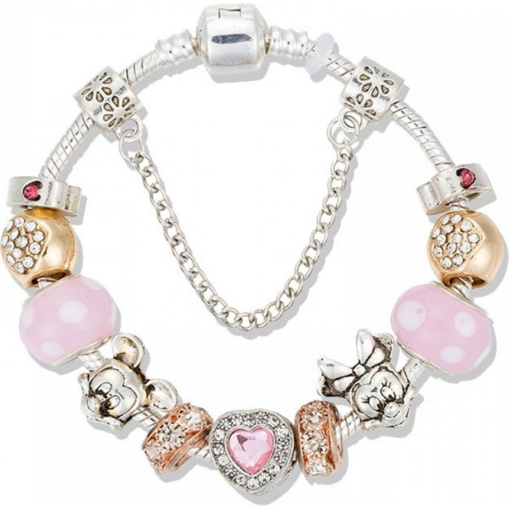 Aqqogib Kadın Charm Bileklik, Pembe Kristal Boncuklu Bileklik, Kalp Kolye, Kadınlar, Kızlar Için Sevgililer Günü Hediyeleri (Boyut: 17CM) (Yurt Dış... Saat ve Bileklik Aksesuarı Fiyatı