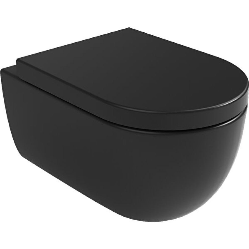 Aqua Bagno Alpha Asma Klozet + Yavaş Kapanan Kapak -Mat Siyah - Mat Siyah Klozet Fiyatı