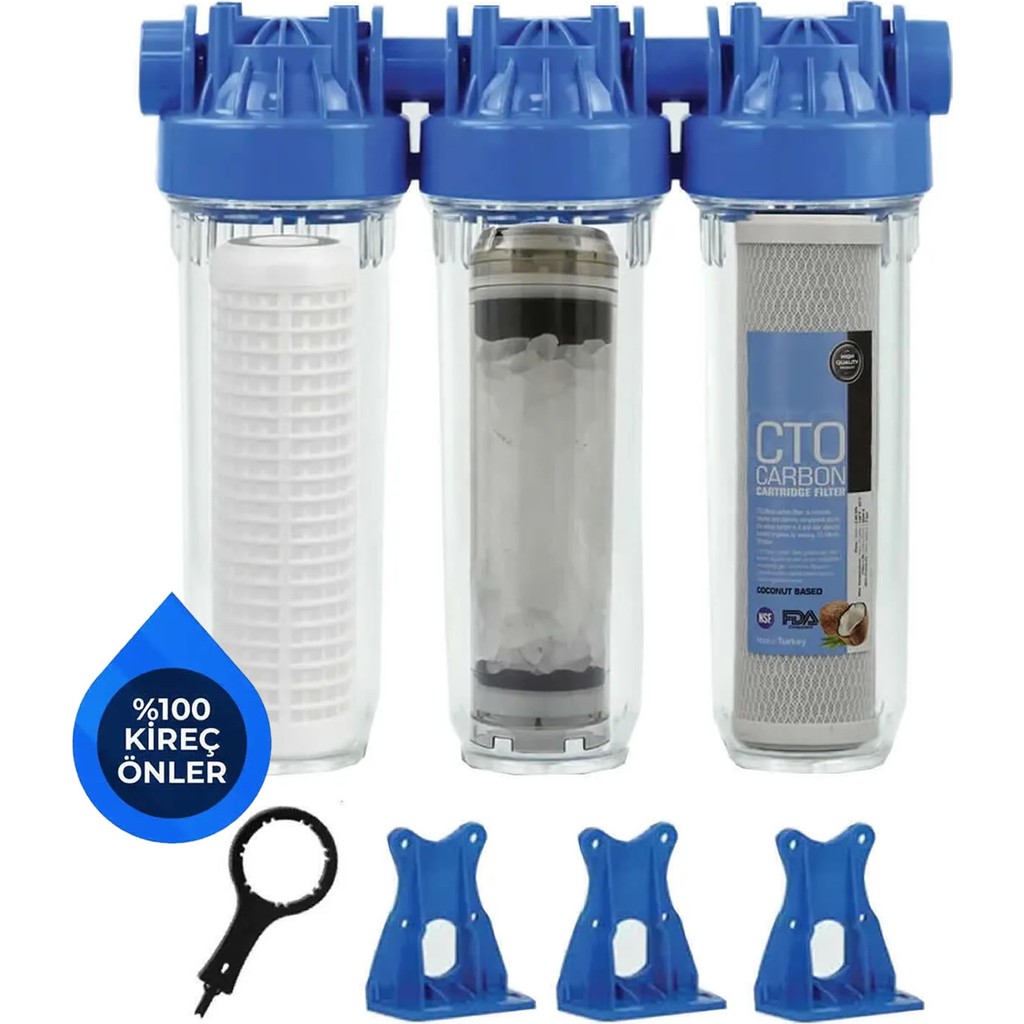 Aqua Bella Üçlü Su Filtresi Daire ve Bina Girişi İçin Üçlü Set Arıtma Sistemi Diğer Fiyatı