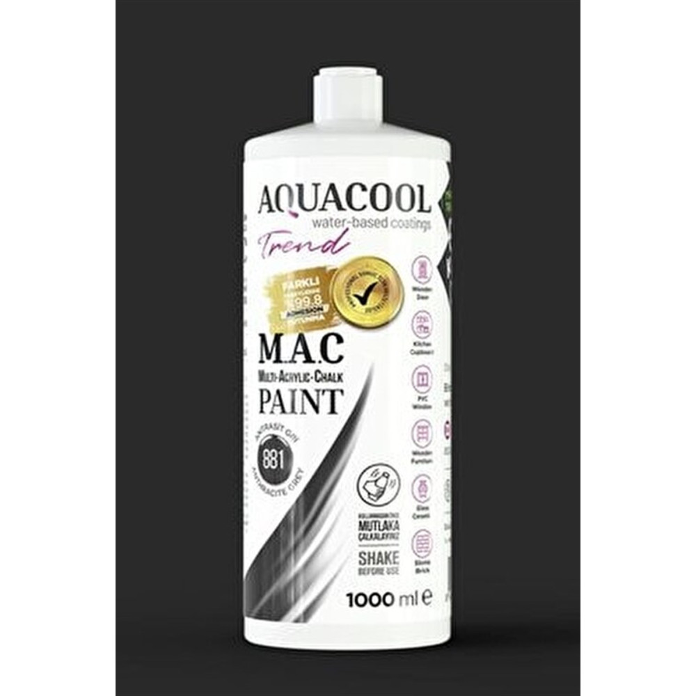 Aqua Cool Antrasit Gri 1000 Ml. Trend Mac Hobi Boyası (T-0881/1,00) Oto, Bahçe, Yapı Market Fiyatı