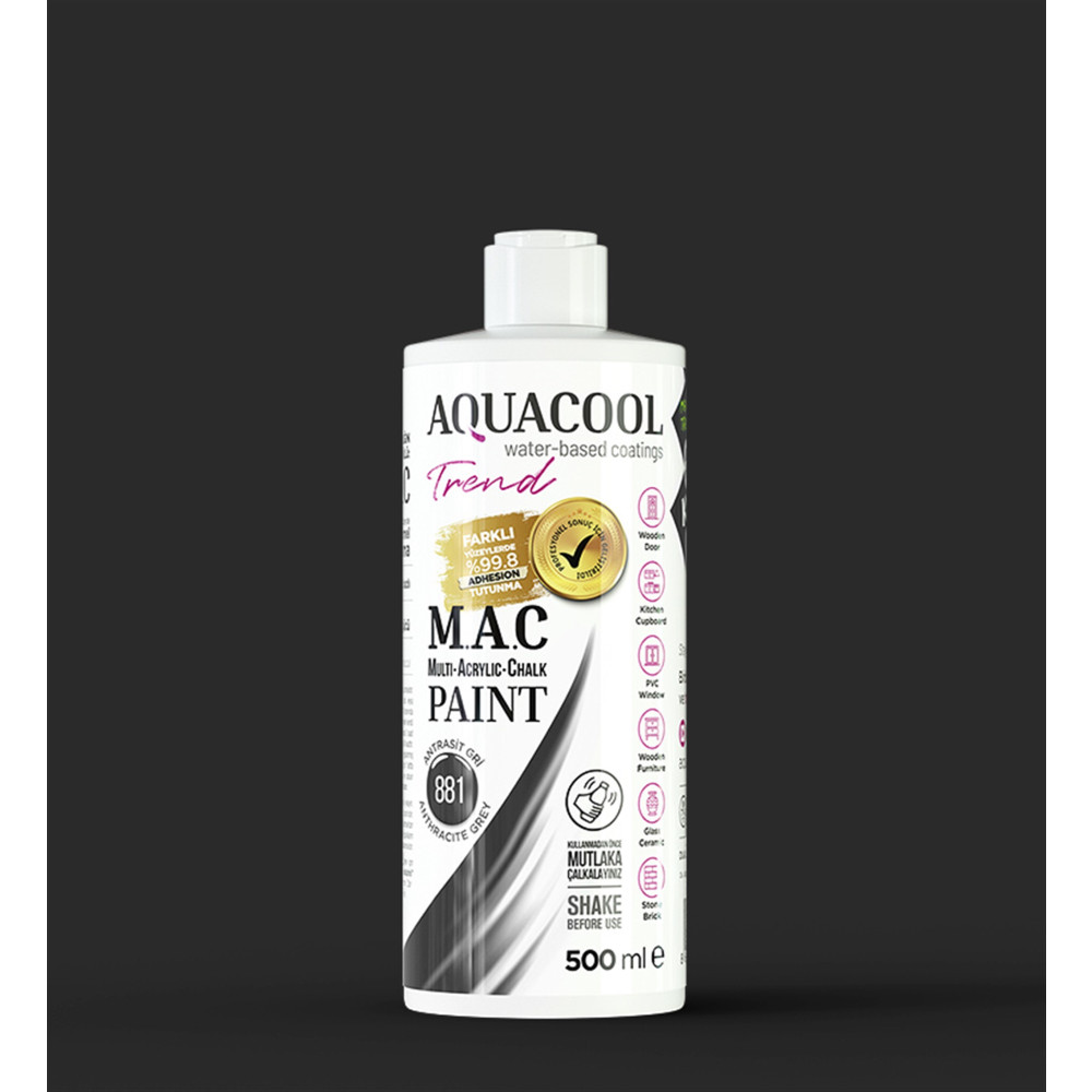 Aqua Cool Antrasit Gri 500 Ml. Trend Mac Hobi Boyası (T-0881/0,50) Oto, Bahçe, Yapı Market Fiyatı
