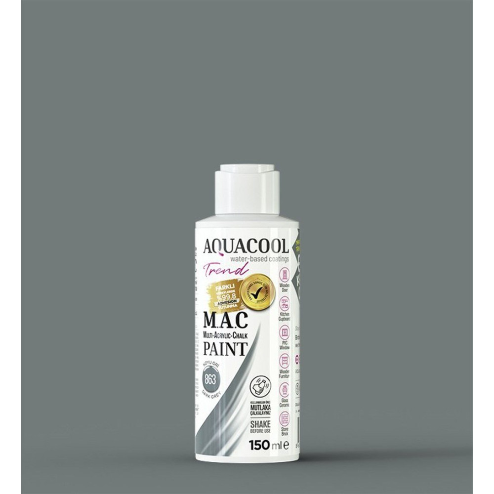 Aqua Cool Koyu Gri 150 Ml. Trend Mac Hobi Boyası (T-0863/0,15) Oto, Bahçe, Yapı Market Fiyatı