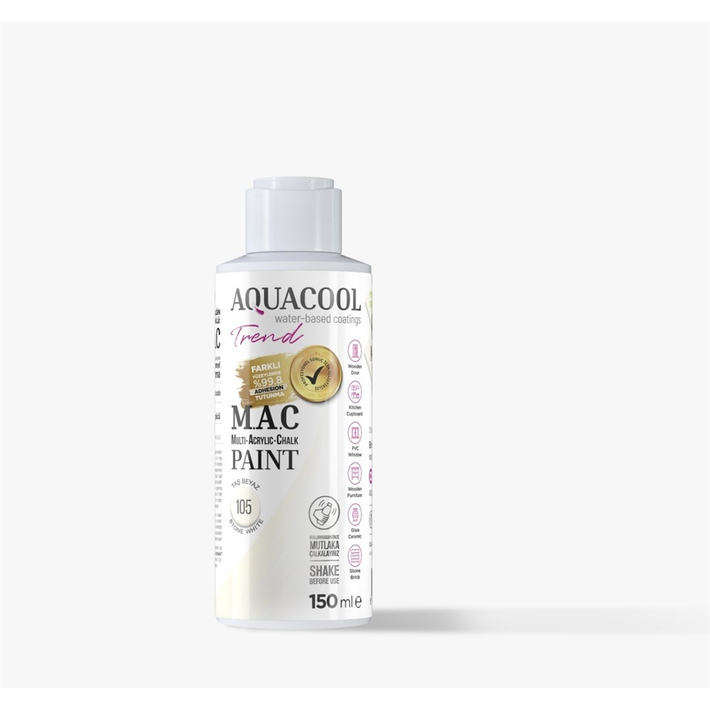 Aqua Cool Taş Beyaz 150 Ml. Trend Mac Hobi Boyası (T-0105/0,15) Oto, Bahçe, Yapı Market Fiyatı