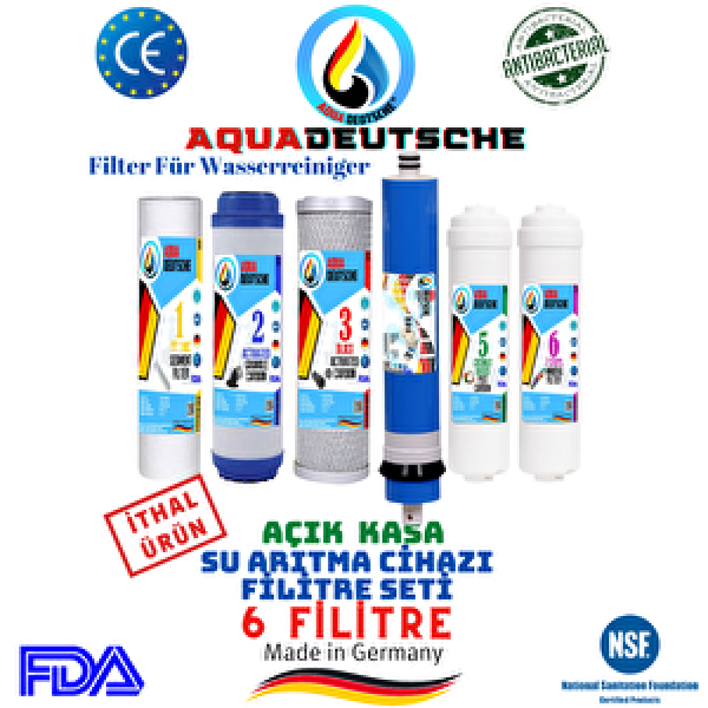 Aqua Deustche Açik Kasa Su Aritma Ci̇hazi 6 Li Fi̇li̇tre Seti̇. Mi̇neral Fi̇li̇treli̇. İthal Ürün. Su Arıtma Cihazı Fiyatı