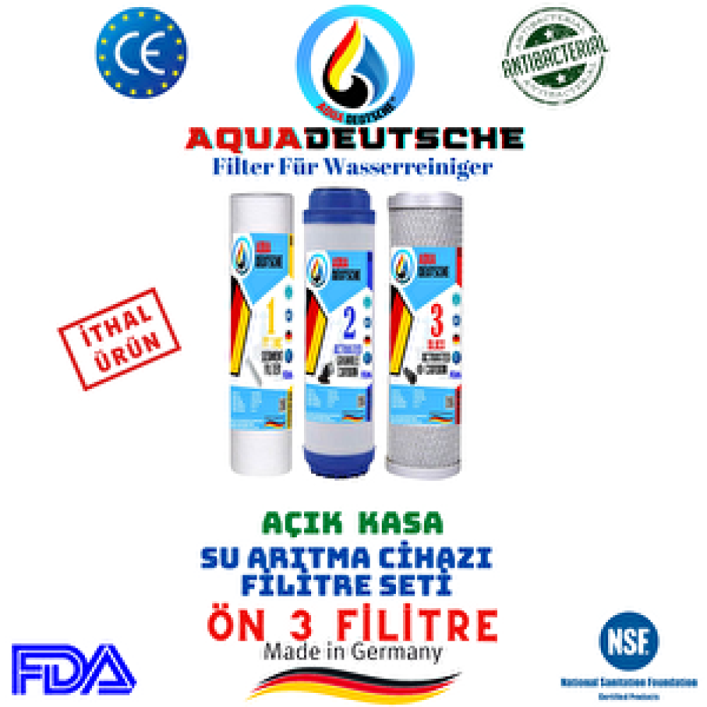 Aqua Deustche Aqua Deutsche Açik Kasa Su Aritma Ci̇hazi Ön 3 İnli̇ne Fi̇li̇tre Seti̇.i̇thal Ürün. Su Arıtma Cihazı Fiyatı