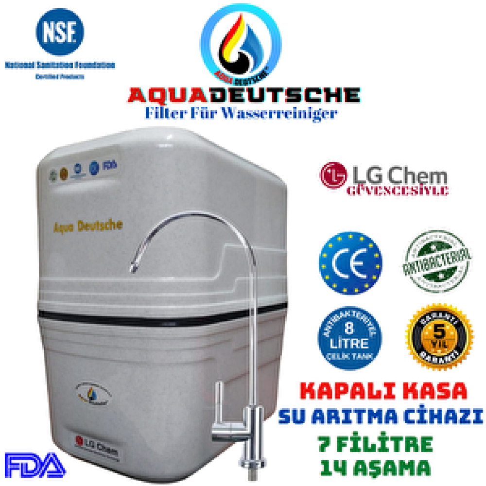 Aqua Deustche Aqua Deutsche Beyaz Renk 14 Aşama 7 Fi̇li̇tre 8 Li̇tre Kapali Kasa Su Aritma Ci̇hazi Su Arıtma Cihazı Fiyatı