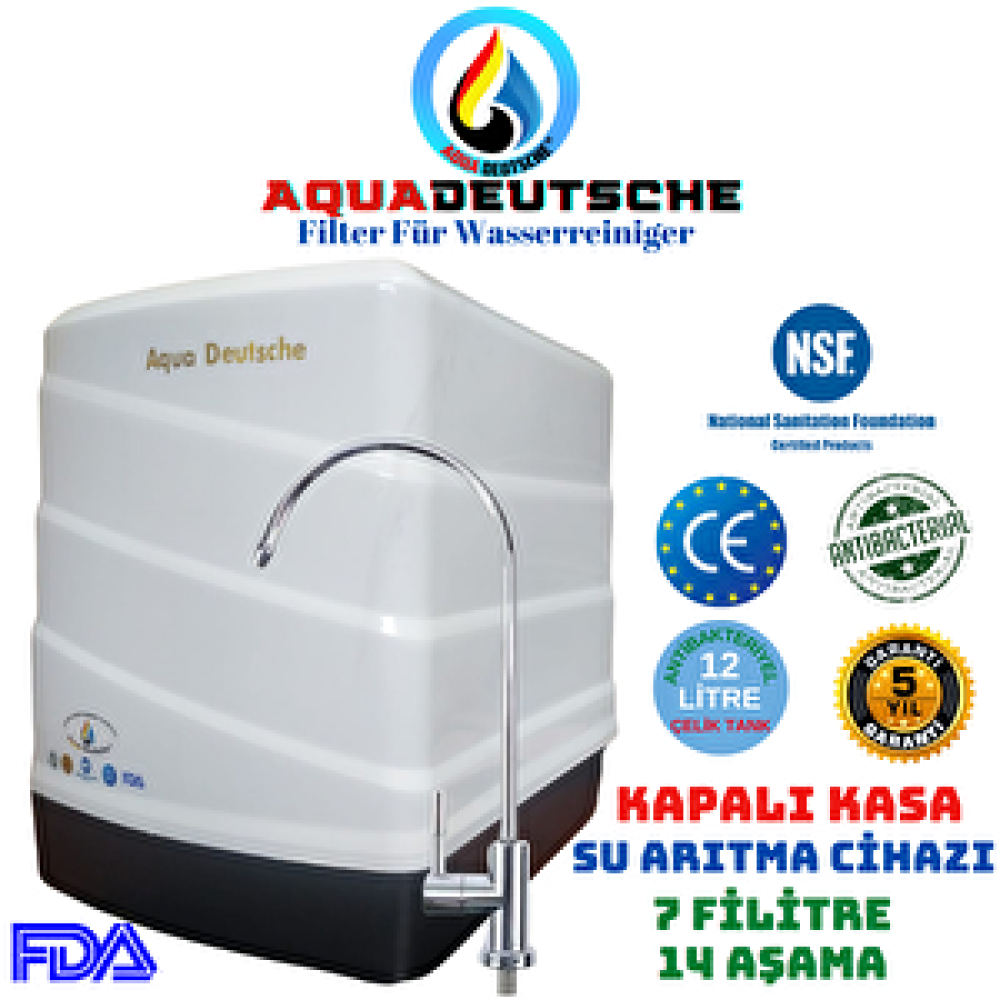 Aqua Deustche Aqua Deutsche Kapali Kasa Su Aritma Ci̇hazi 12 Li̇tre 7 Fi̇li̇tre 14 Aşamali Su Arıtma Cihazı Fiyatı