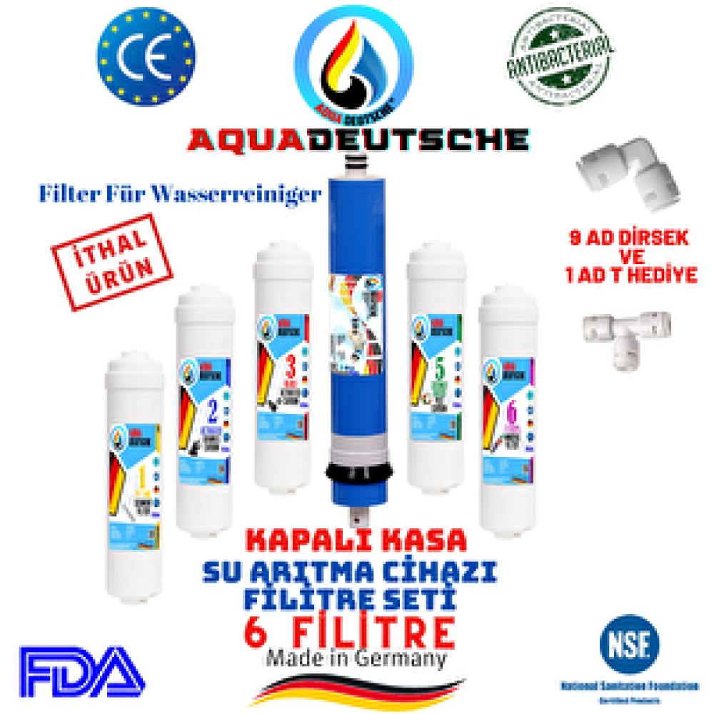 Aqua Deustche Aqua Deutsche Kapali Kasa Su Aritma Ci̇hazi 6 Li̇ Inline Fi̇li̇tre Seti̇ Mi̇neral Fi̇li̇treli̇ İthal Ürün Su Arıtma Cihazı Fiyatı