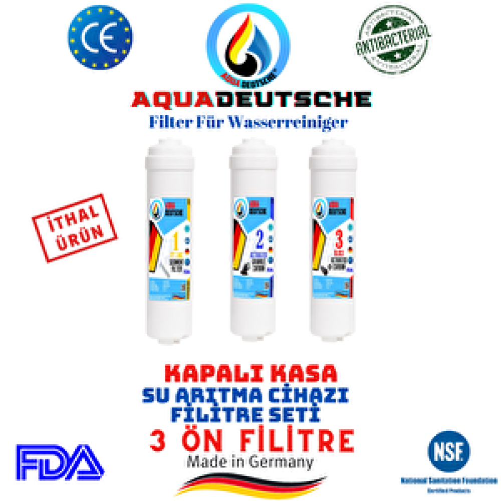 Aqua Deustche Aqua Deutsche Kapali Kasa Su Aritma Ci̇hazlari İçi̇n 3 Ön Fi̇li̇tre Seti̇.i̇thal Ürün. Su Arıtma Cihazı Fiyatı