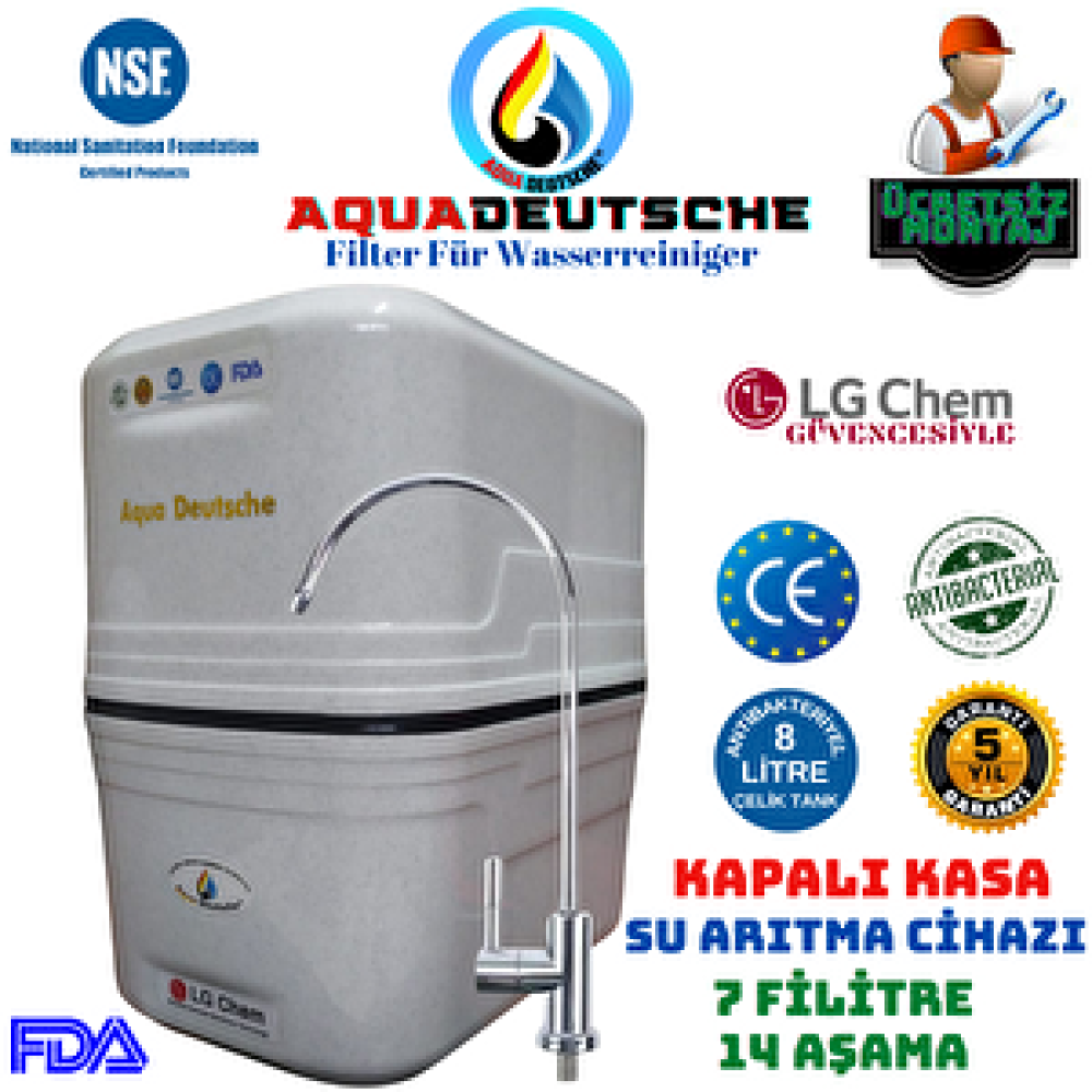 Aqua Deustche Aqua Deutsche Montaj Dahi̇l Beyaz Renk 14 Aşama 7 Fi̇li̇tre 8 Li̇tre Kapali Kasa Su Aritma Ci̇hazi Su Arıtma Cihazı Fiyatı
