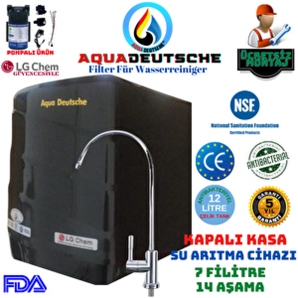 Aqua Deustche Aqua Deutsche Montaj Dahi̇l Pompali 12 Li̇tre 14 Aşama 7 Fi̇li̇tre Alkali̇ Ve Mi̇neralli̇ Ters Ozmoz Su Aritma Ci̇hazi Su Arıtma Cihazı Fiyatı