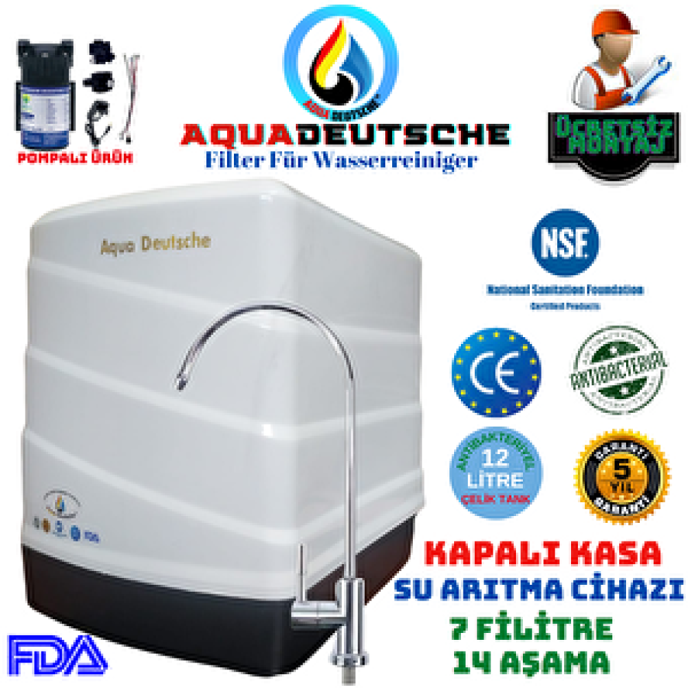 Aqua Deustche Aqua Deutsche Pompali Montaj Dahi̇l Kapali Kasa Su Aritma Ci̇hazi 12 Li̇tre 7 Fi̇li̇tre 14 Aşama Su Arıtma Cihazı Fiyatı