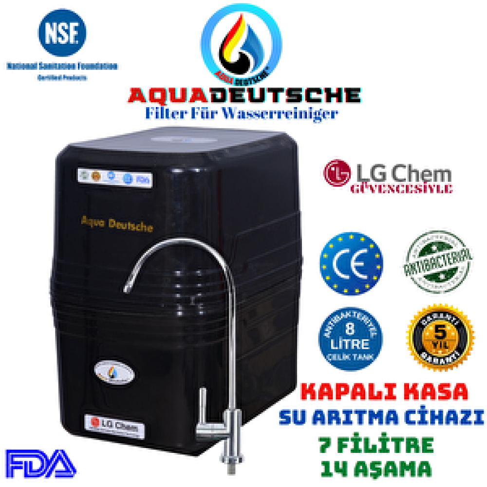Aqua Deustche Aqua Deutsche Si̇yah Renk 14 Aşama 7 Fi̇li̇tre 8 Li̇tre Kapali Kasa Su Aritma Ci̇hazi Su Arıtma Cihazı Fiyatı