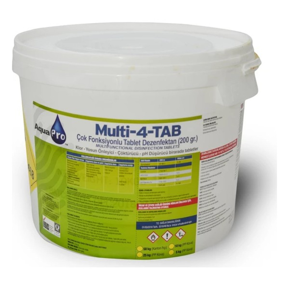 Aqua Pro Havuzavm-Aquapro Multı 4 Fonksiyontablet Klor 200 Gr. 10KG Oto Boyaları Fiyatı