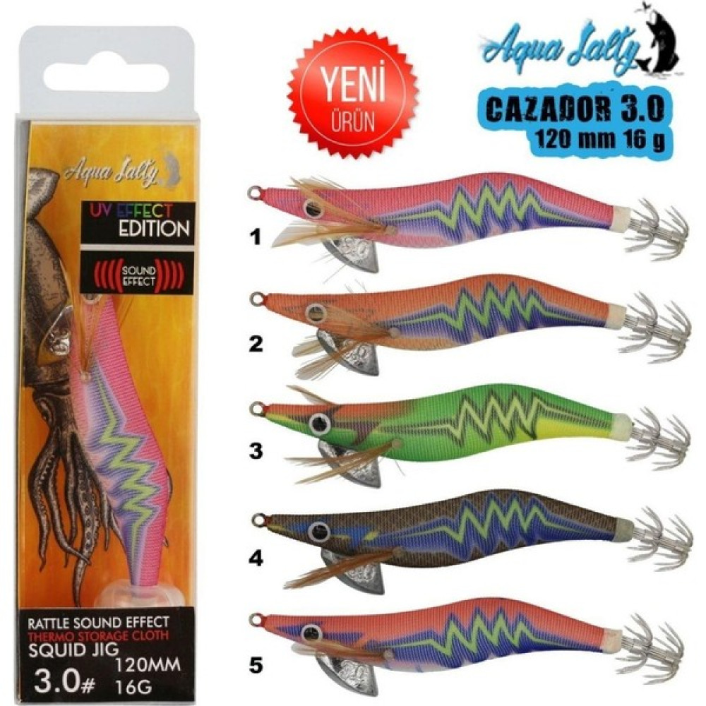 Aqua salty Cazador Squid Jig Kalamar Zokası 120MM 19G 3.0 No:3 Oto Boyaları Fiyatı