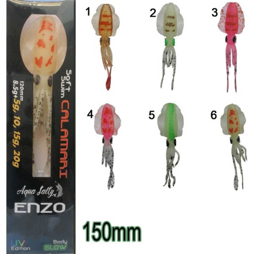 Aqua salty Silikon Ahtapot Aqua salty Enzo Soft Swim CALAMARI150MM + Jig Hook Oto Boyaları Fiyatı