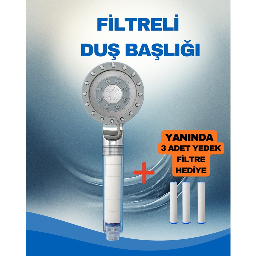 Aqua Sara Filtreli Duş Başlığı (3 Adet Yedek Filtre)| Su Arıtmalı, Klor ve Kireç Önleyici, Yüksek Basınçlı Duş Başlığı Fiyatı