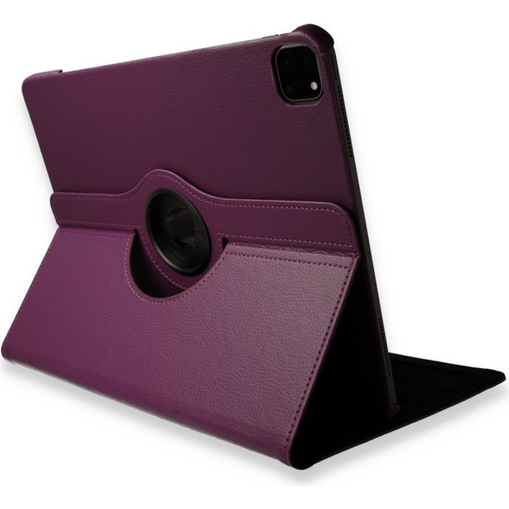 Aqua Vip Aksesuar iPad Pro 12.9 (2021) Kılıf Dönebilen 360 Deri Tablet Kılıfı - Mürdüm Tablet Kılıfı Fiyatı