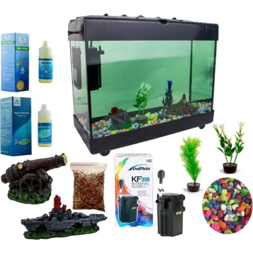 Aqua7 Hazır Büyük Akvaryum Seti 50 cm 10 Parça - Siyah Evcil Hayvan Ürünleri Fiyatı