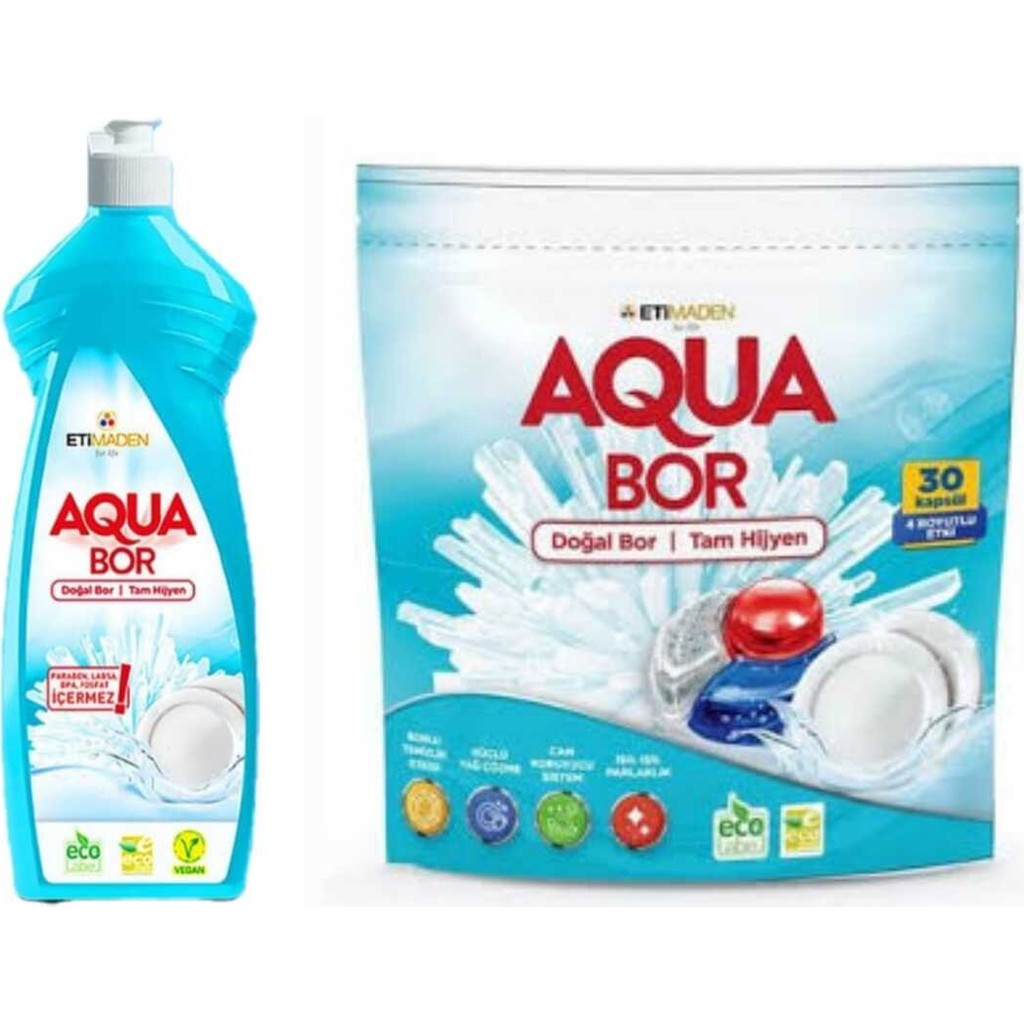 Aquabor Doğal Mineralli Elde Bulaşık Deterjanı +Bulaşık Makinesi Tableti 30 Tablet Diğer Fiyatı