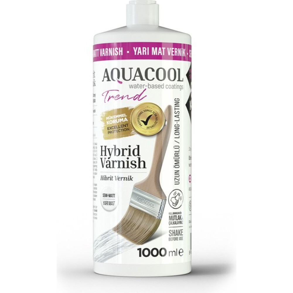 Aquacool Trend Hybrid Varnish Hobi Boyası Su Bazlı Hibrit Vernik 1000 ml - Yarı Mat İç Cephe Duvar Boyası Fiyatı