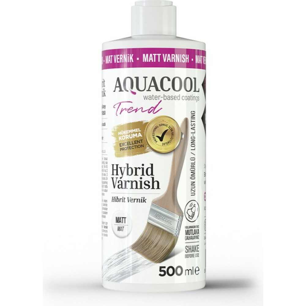 Aquacool Trend Hybrid Varnish Hobi Boyası Su Bazlı Hibrit Vernik 500 ml - Mat İç Cephe Duvar Boyası Fiyatı