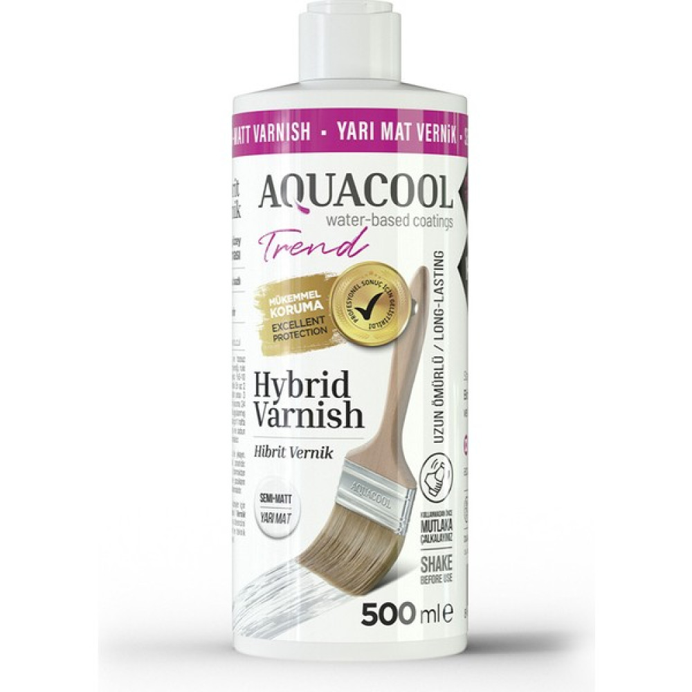 Aquacool Trend Hybrid Varnish Hobi Boyası Su Bazlı Hibrit Vernik 500 ml - Yarı Mat İç Cephe Duvar Boyası Fiyatı