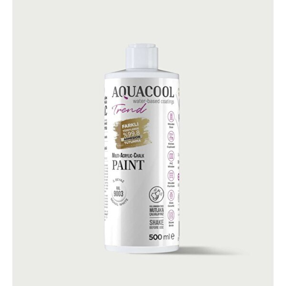 Aquacool Trend Mac Boya Ral 9003 S. Beyaz - 500 ml İç Cephe Duvar Boyası Fiyatı