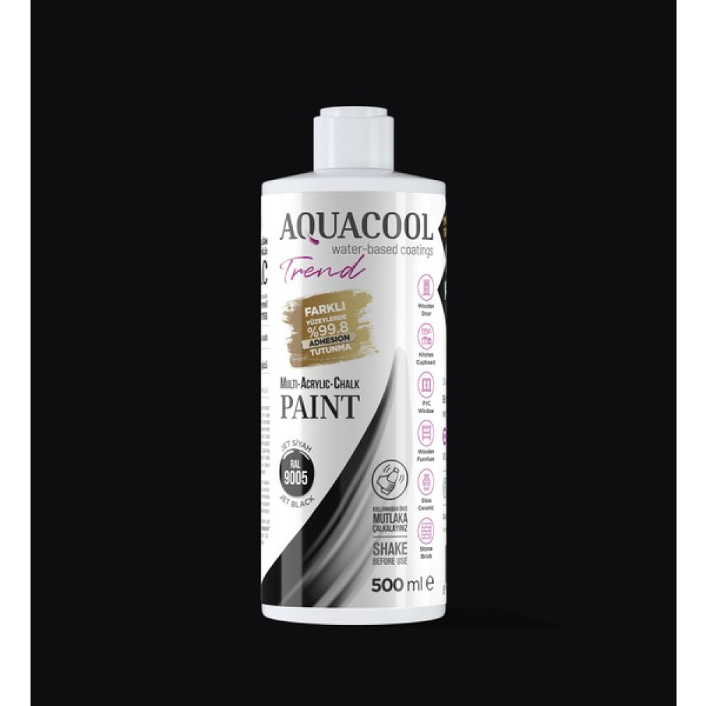Aquacool Trend Mac Boya Ral 9005 Jet Siyah - 500 ml İç Cephe Duvar Boyası Fiyatı