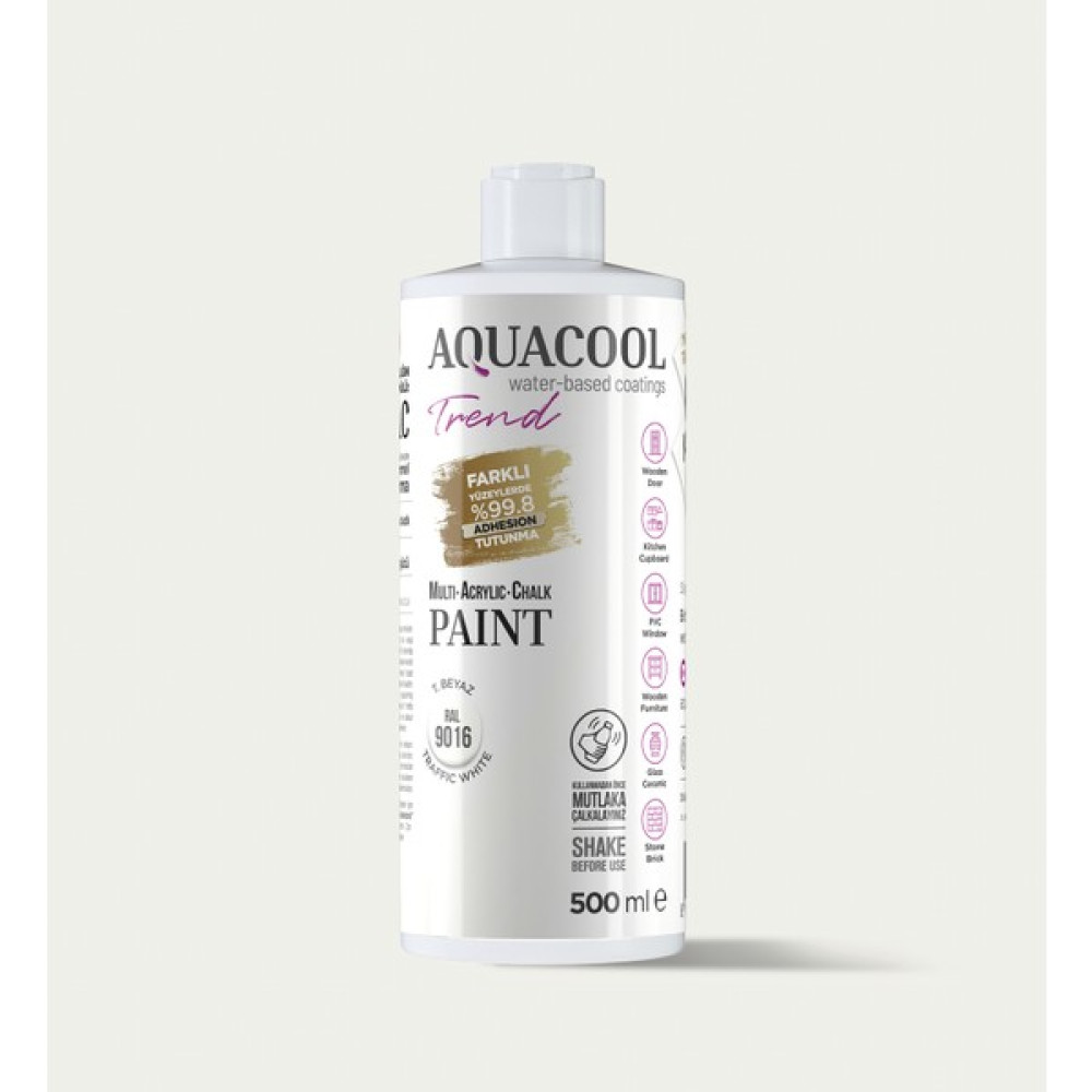 Aquacool Trend Mac Boya Ral 9016 T. Beyaz - 500 ml İç Cephe Duvar Boyası Fiyatı