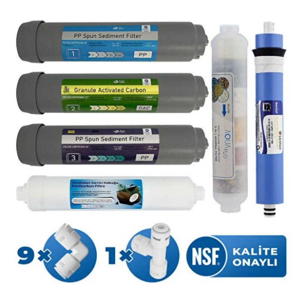 Aquaflo Lg Membranlı Kapalı Kasa Su Arıtma Cihazı 10LU Filtre Seti (G-Kk-10-Set-L) Bahçe Makinesi Aksesuar & Yedek Parça Fiyatı