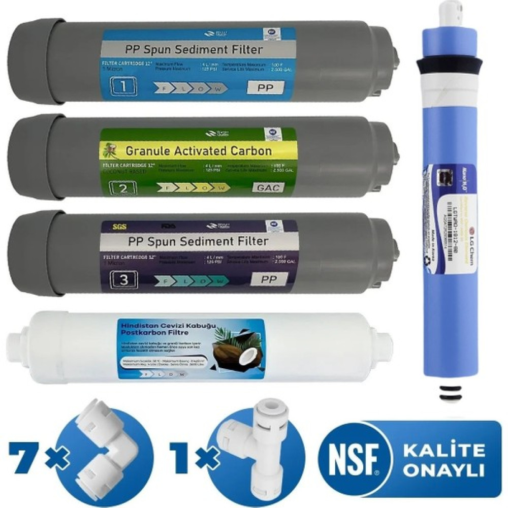 Aquaflo Lg Membranlı Kapalı Kasa Su Arıtma Cihazı 5li Filtre Seti - Nsf Onaylı Ön Filtreler(G-Kk-5-Set-L) Bahçe Makinesi Aksesuar & Yedek Parça Fiyatı