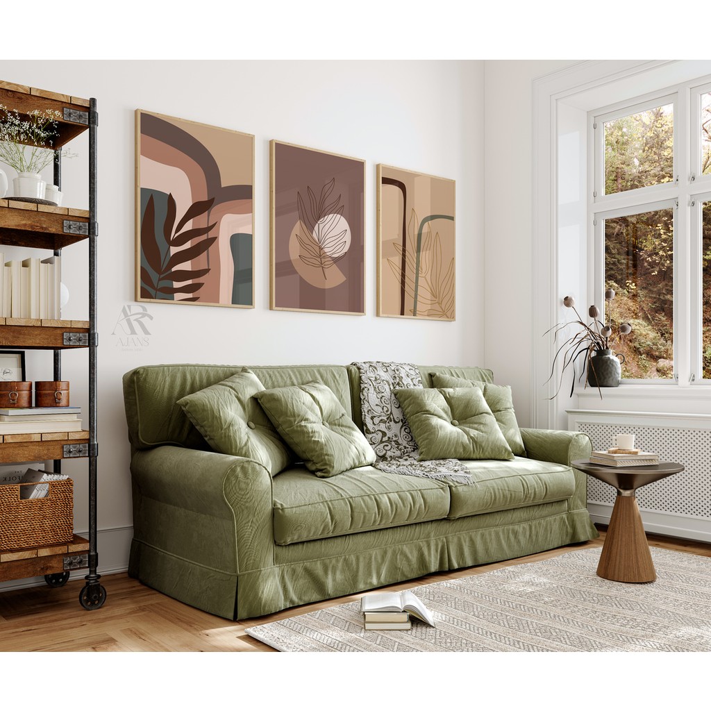 AR AJANS KANVAS TABLO Doğal Formlar Soyut Boho Tarzı Çerçeve Görünümlü 3'lü Set Mdf Poster - 30 x 40 - Karışık Kanvas Tablo Fiyatı