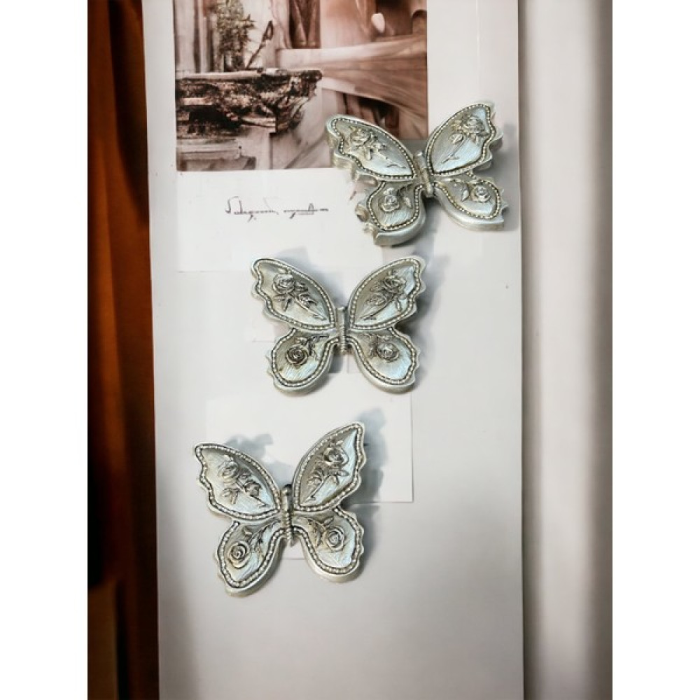 Ar Hediyelik Eşya Polyester 3lü El Yapımı Gümüş Renk Kelebek Duvar Süsü Ev & Dekorasyon Aksesuarları Fiyatı