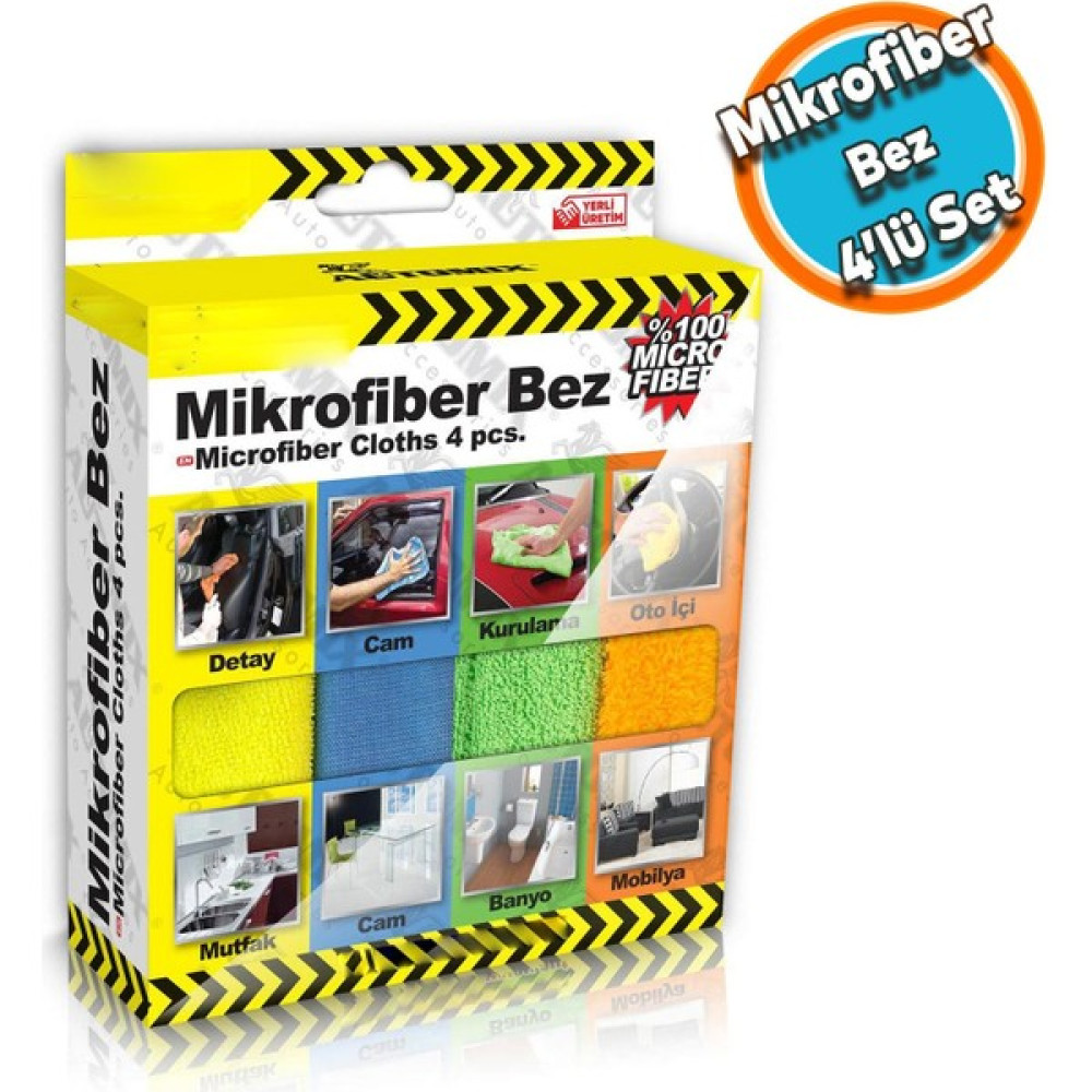 Araba Araç Otomobil Oto Ev Zemin Parke Kurulama Temizleme Mikrofiber Bez Kutulu 4'lü Set Oto Genel Temizlik Fiyatı